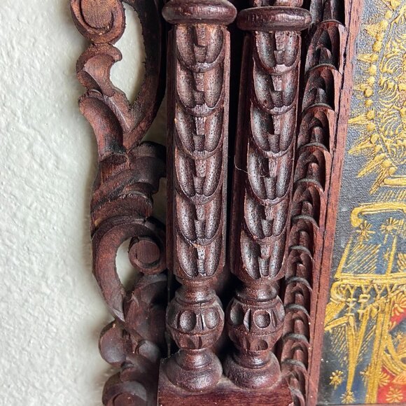 Vintage Religious Old Icona Virgin Mary & Baby Jesus Framed Picture - Picture 6 of 16